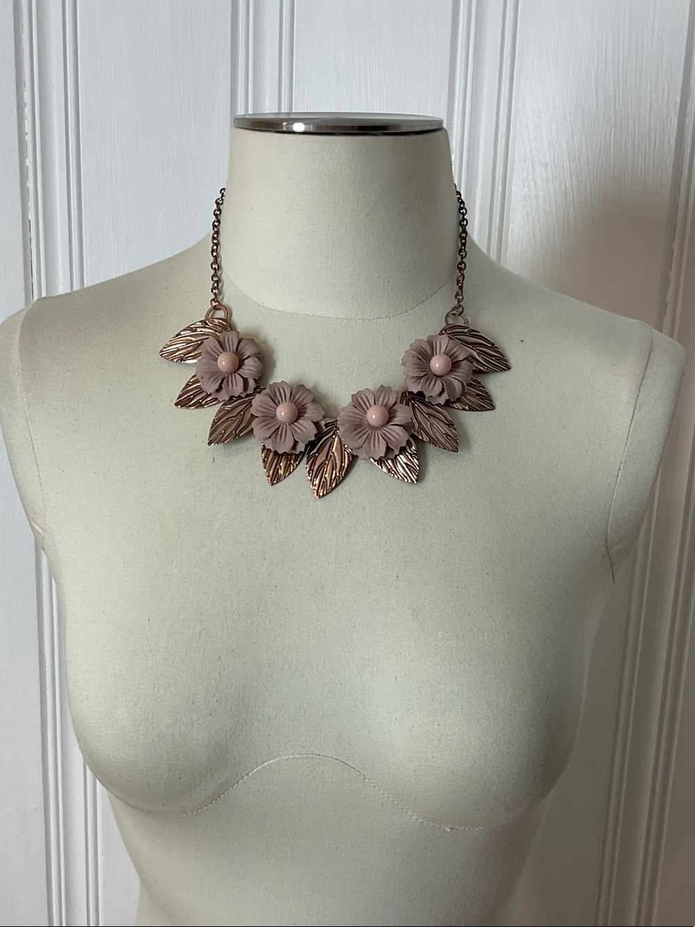 Floral Statement Necklace in Blush Pink